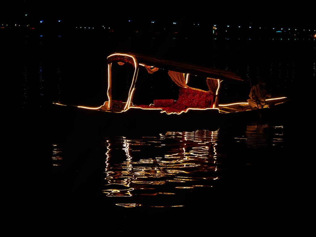 Shikara Boat on Dal Lake with LED Strip Lights